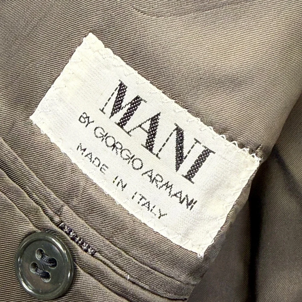 Mani by‎ Giorgio Armani Mens Gray Glen Check Virgin Wool Blazer Jacket Size 40R
